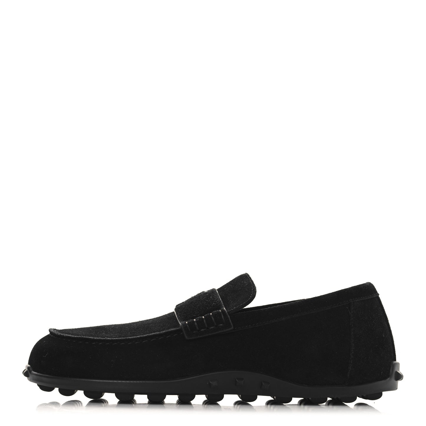 Suede Calfskin Lazy Loafers 37 Black