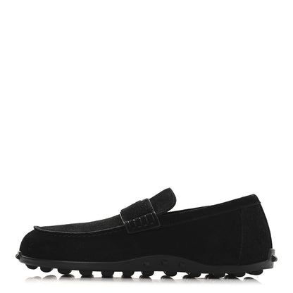 Hermes Suede Calfskin Lazy Loafers 37 Black 1 of 9