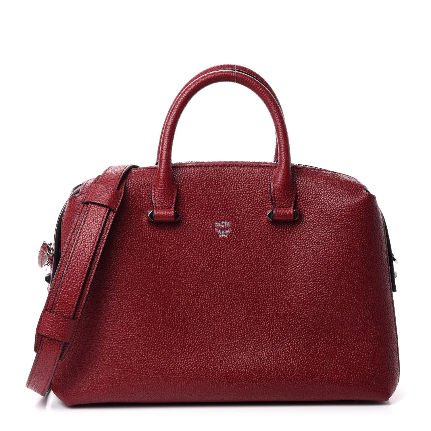 MCM Grained Calfskin Medium Ella Boston Burgundy 1 of 11
