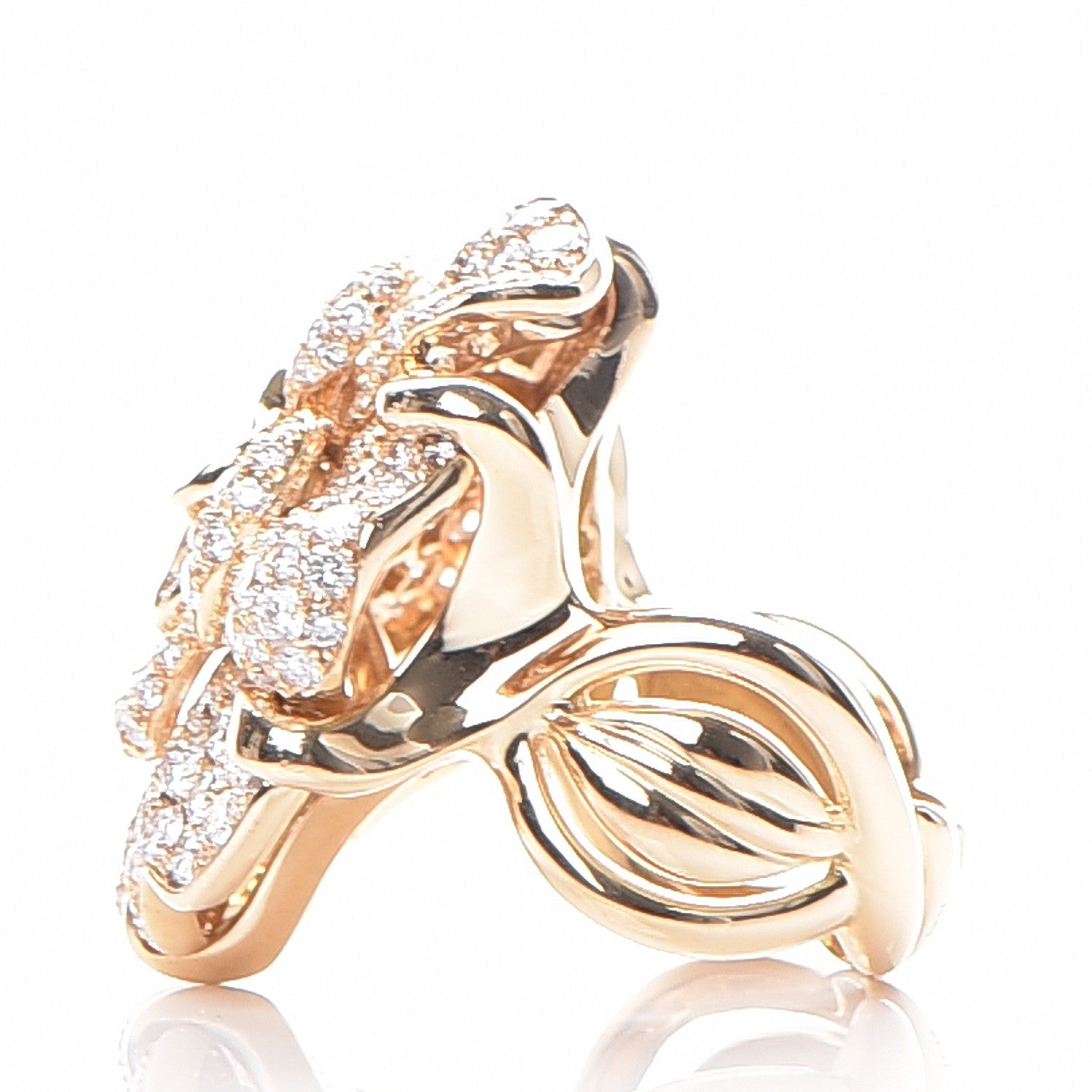 Chanel 18K Yellow Gold Diamond Camellia Ring 5.25 3 of 9