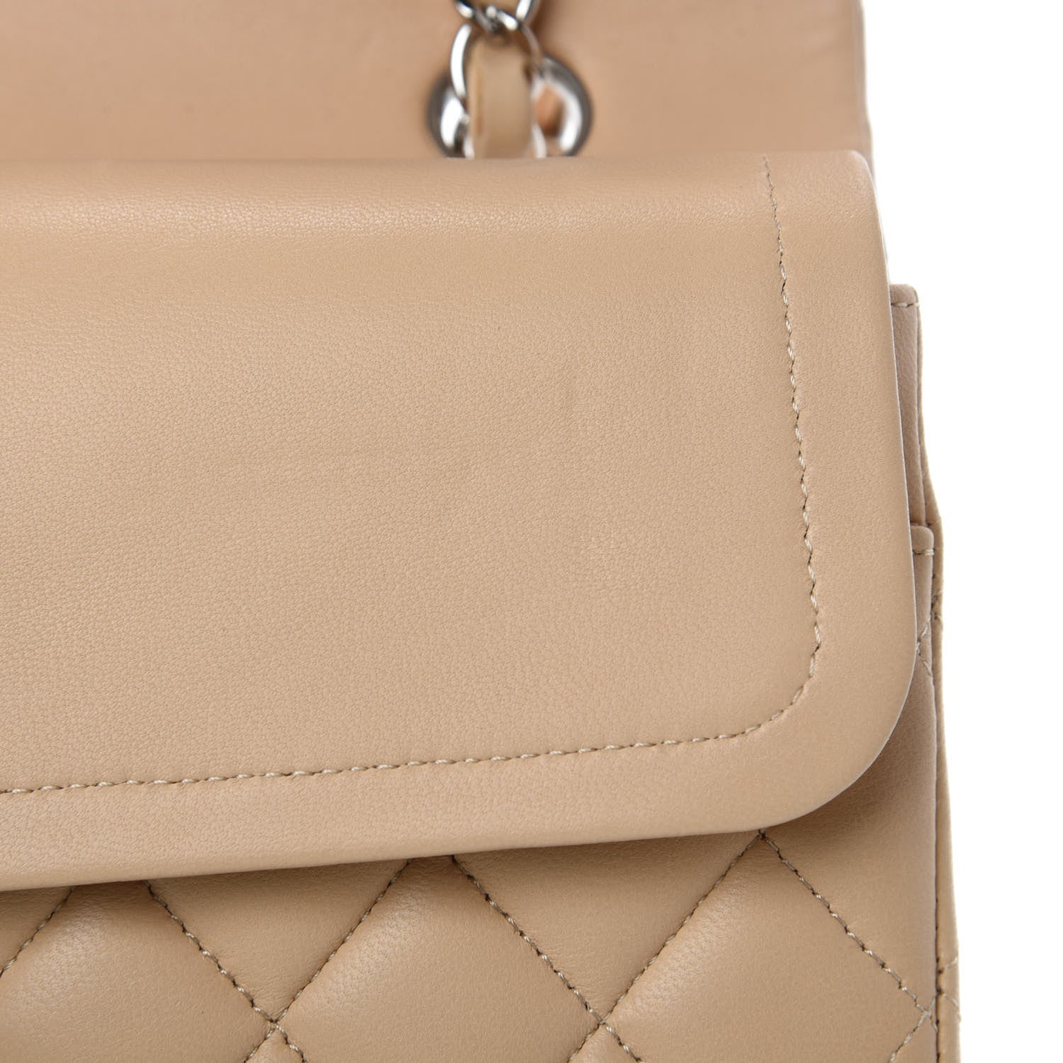 Chanel Lambskin Quilted Medium Double Flap Beige 8 of 12
