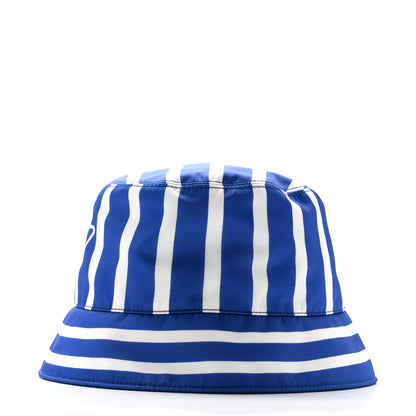 Prada Re-Nylon Logo Striped Womens Bucket Hat L Blue White 4 of 8