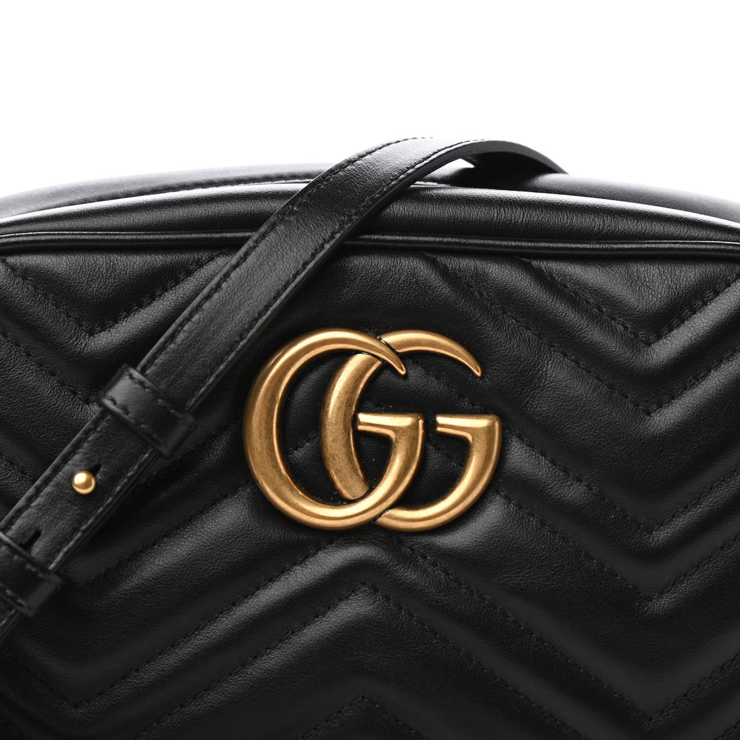 Calfskin Matelasse Small GG Marmont Chain Shoulder Bag Black