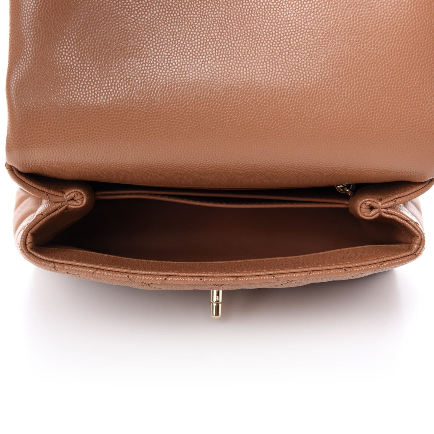 Caviar Quilted Lizard Embossed Mini Coco Handle Flap Brown