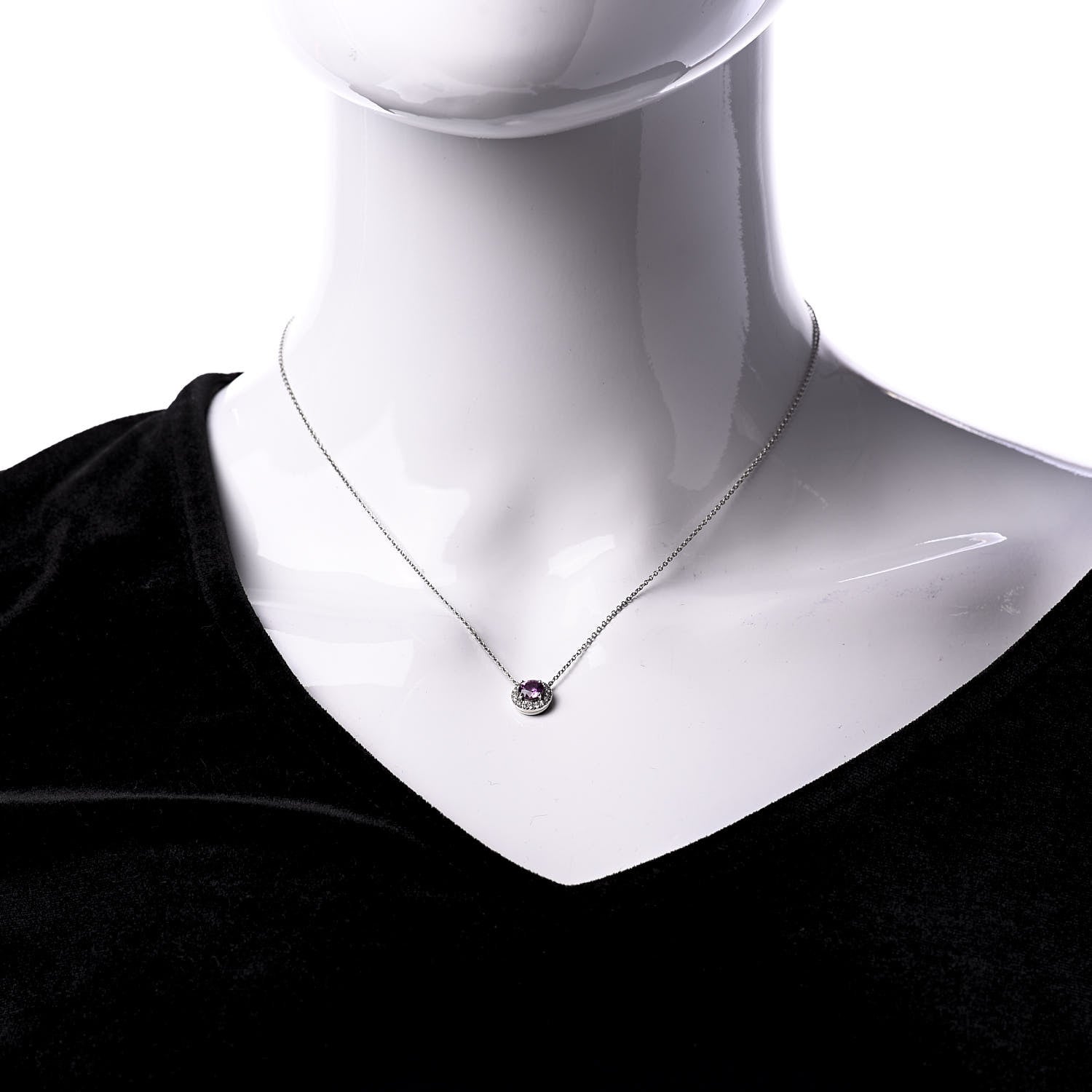 Tiffany Platinum Diamond Pink Sapphire Soleste Pendant Necklace 2 of 7