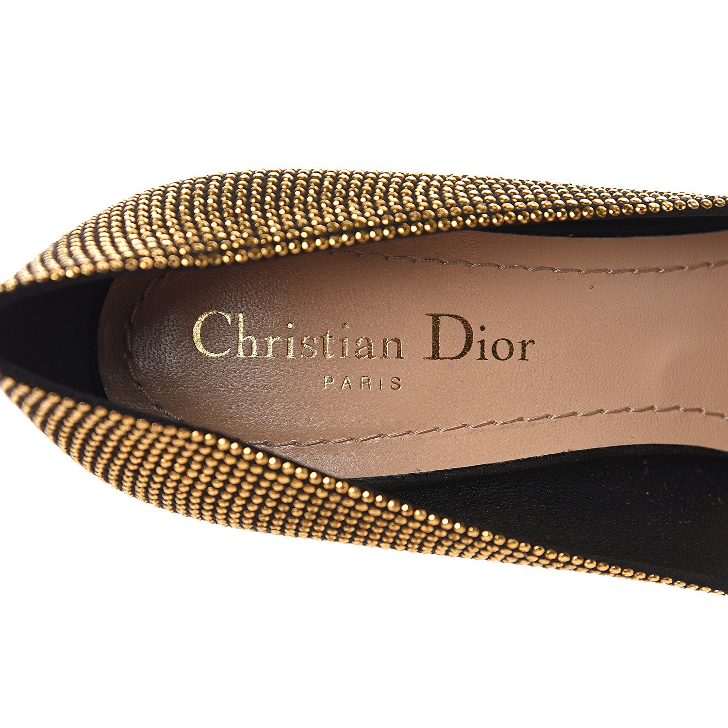 Christian Dior Calfskin Studded Pumps 38.5 Black Gold 6 of 11