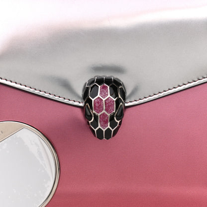 Bulgari Metallic Calfskin Contrast Serpenti Forever Top Handle Silver Pink 8 of 10