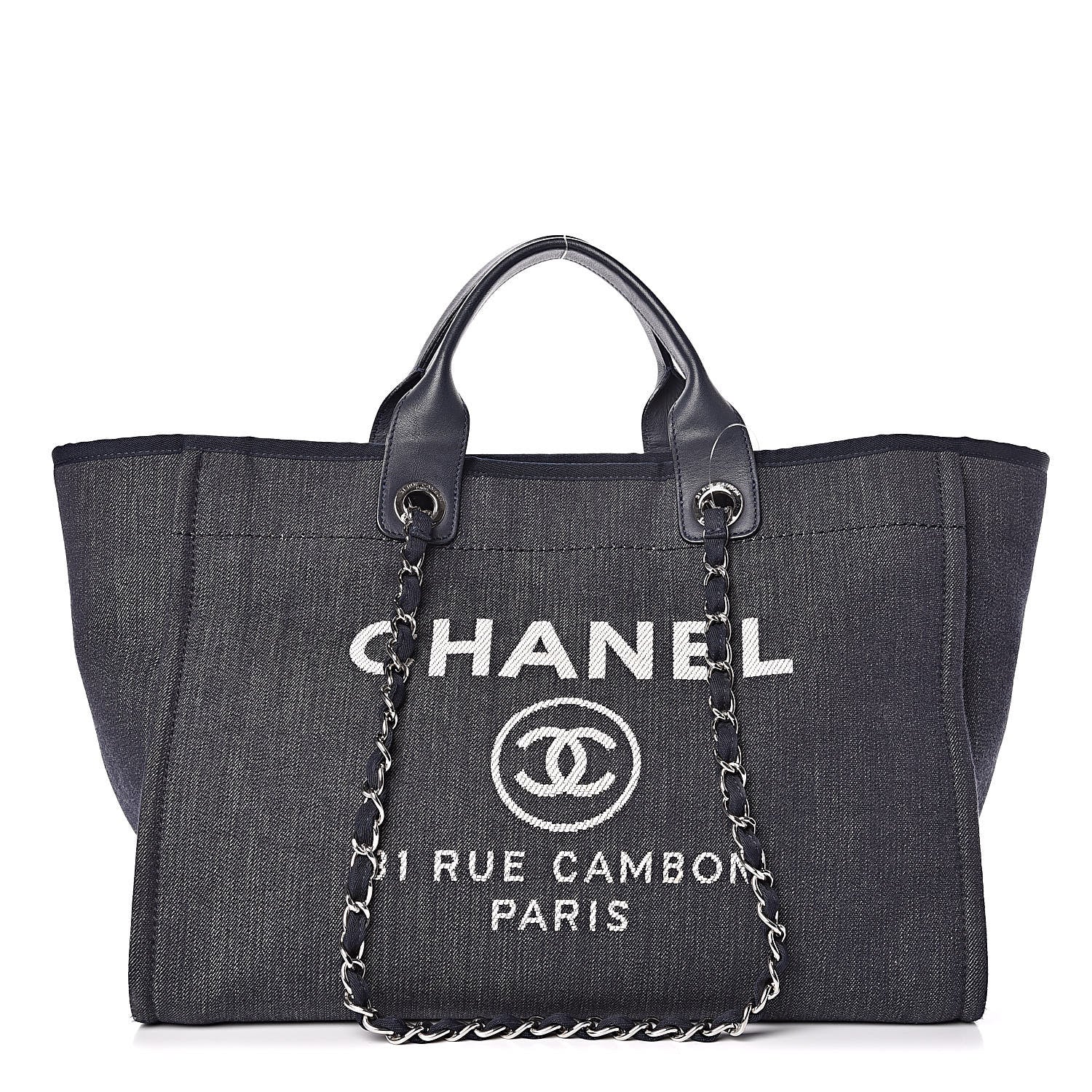 Chanel Denim Large Deauville Tote Dark Blue 1 of 11