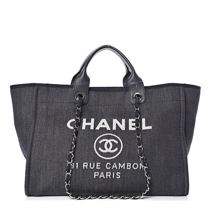 Chanel Denim Large Deauville Tote Dark Blue 1 of 11