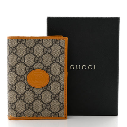 Gucci GG Supreme Monogram Textured Calfskin Retro Interlocking G Passport Case Beige Yellow 14 of 14