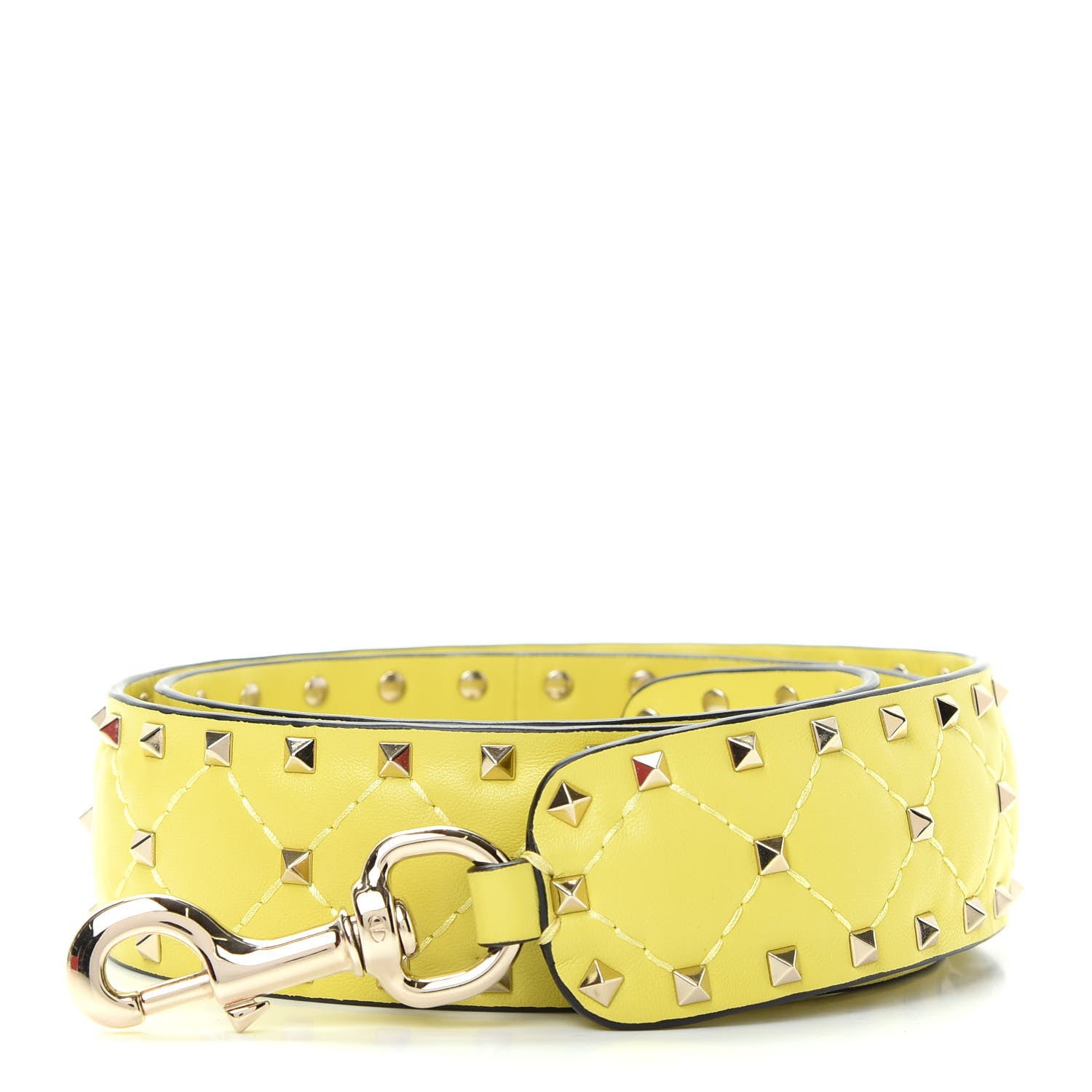 Valentino Garavani Nappa Rockstud Spike Shoulder Strap Acid Yellow 1 of 6