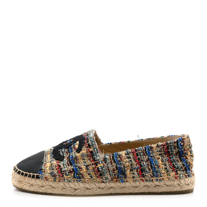 Chanel Tweed Grosgrain CC Espadrilles 40 Multicolor Black 1 of 10