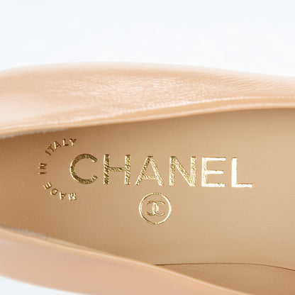 Chanel Lambskin Cap Toe Ballerina Flats 37 Beige Black 7 of 10