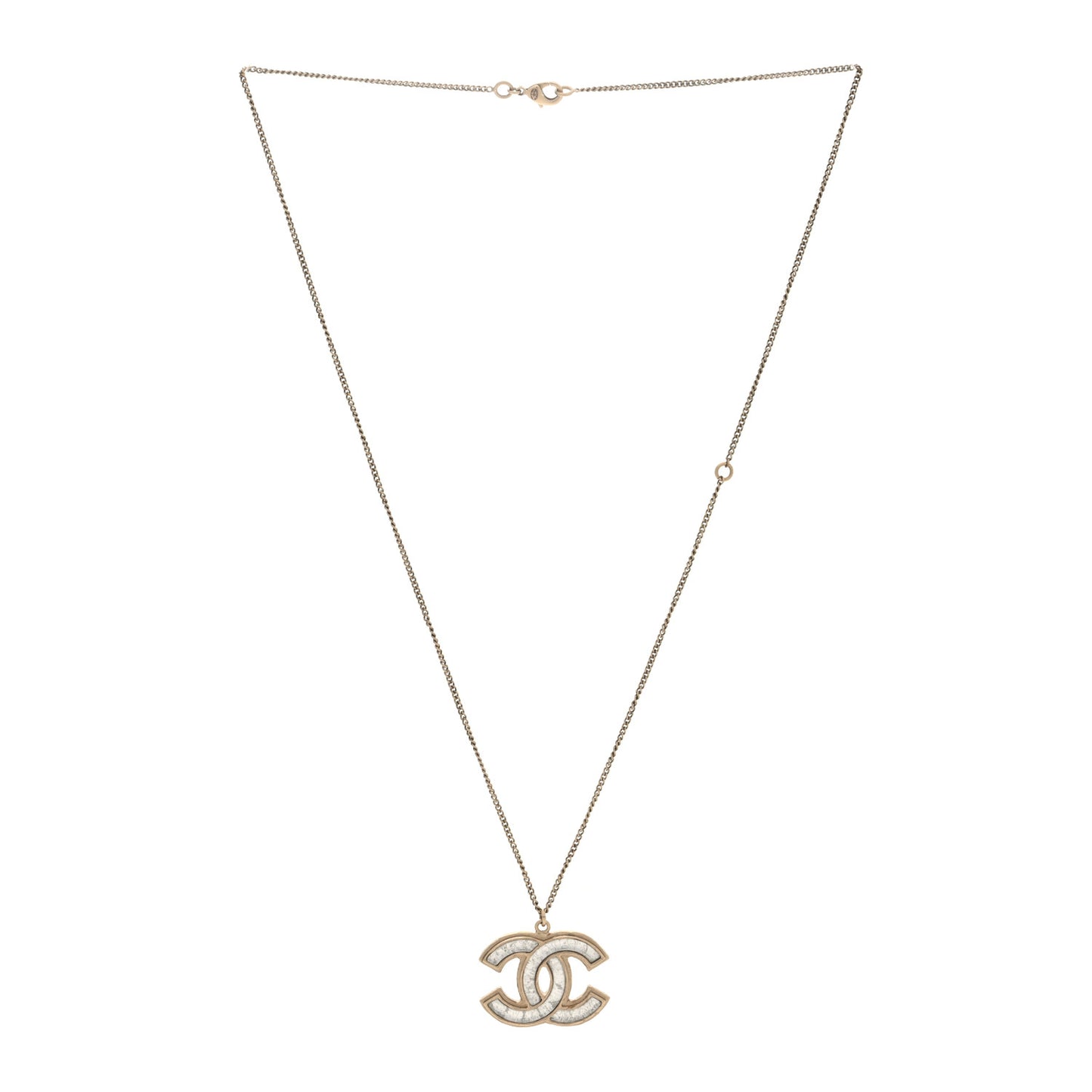 Enamel CC Pendant Necklace Gold Silver