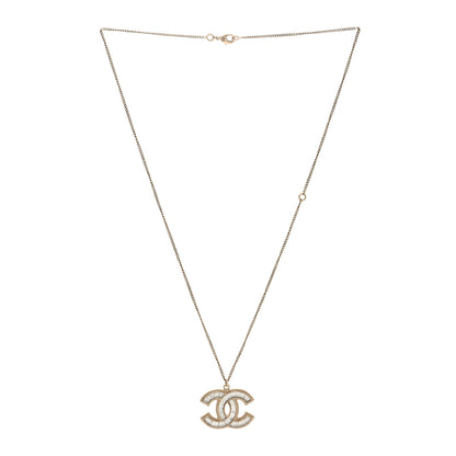 Chanel Enamel CC Pendant Necklace Gold Silver 3 of 4