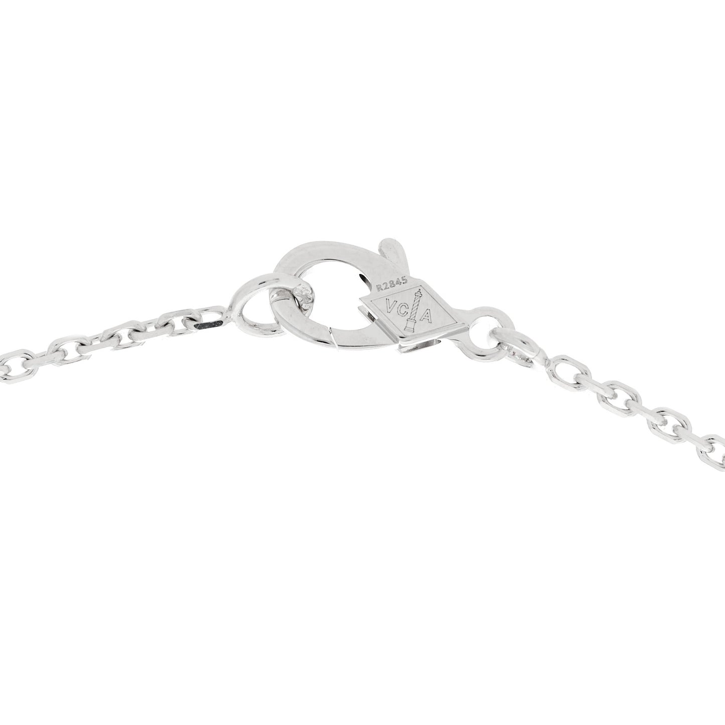 18K White Gold Chalcedony Vintage Alhambra Pendant Necklace