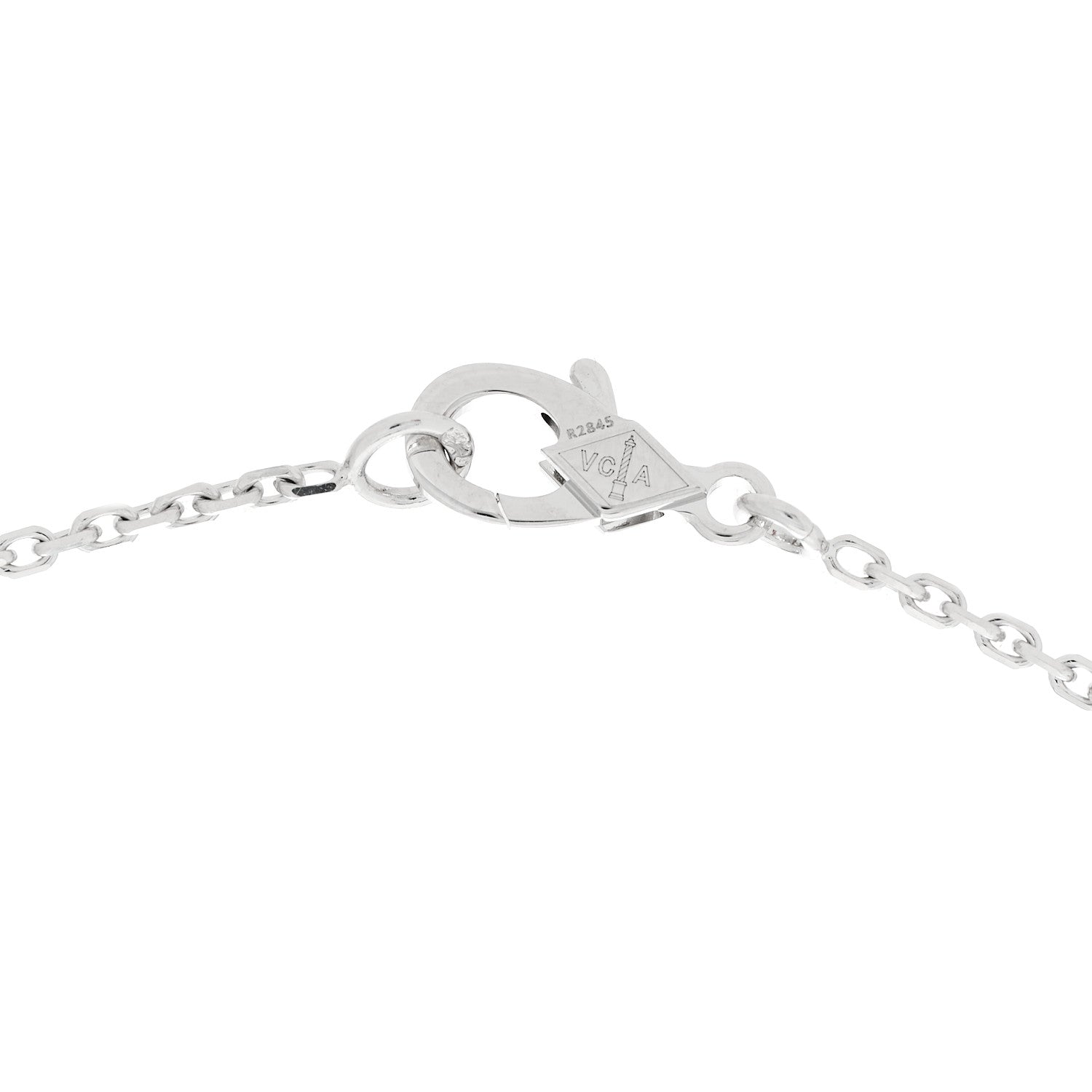 Van Cleef & Arpels 18K White Gold Chalcedony Vintage Alhambra Pendant Necklace 4 of 7