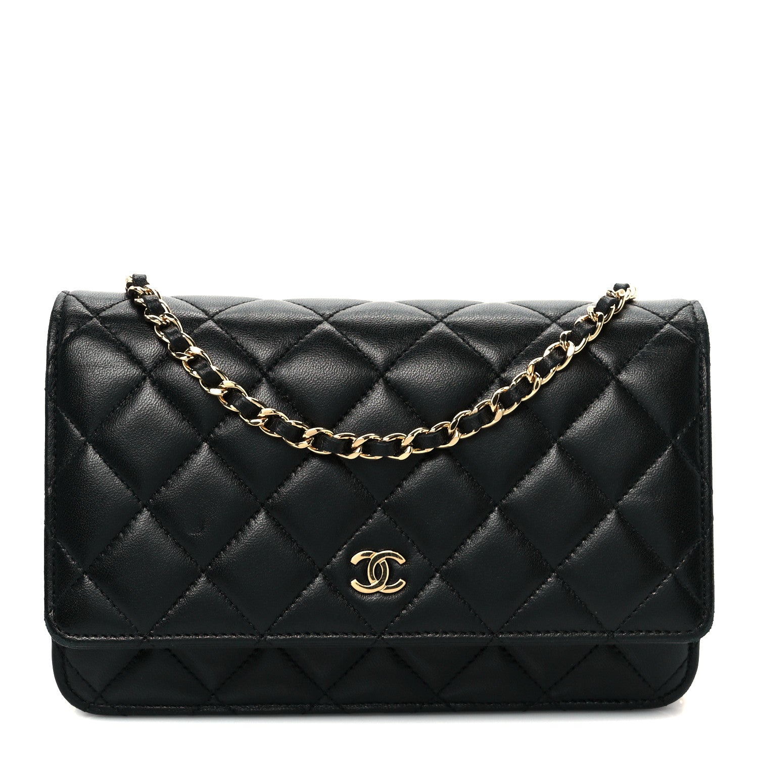 Chanel Lambskin Quilted Wallet On Chain WOC Black 1 of 11
