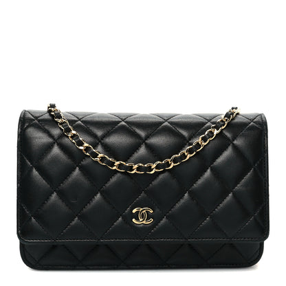 Chanel Lambskin Quilted Wallet On Chain WOC Black 1 of 11