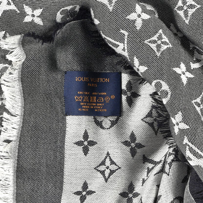 Louis Vuitton Wool Silk Monogram Denim Shawl Black 3 of 3