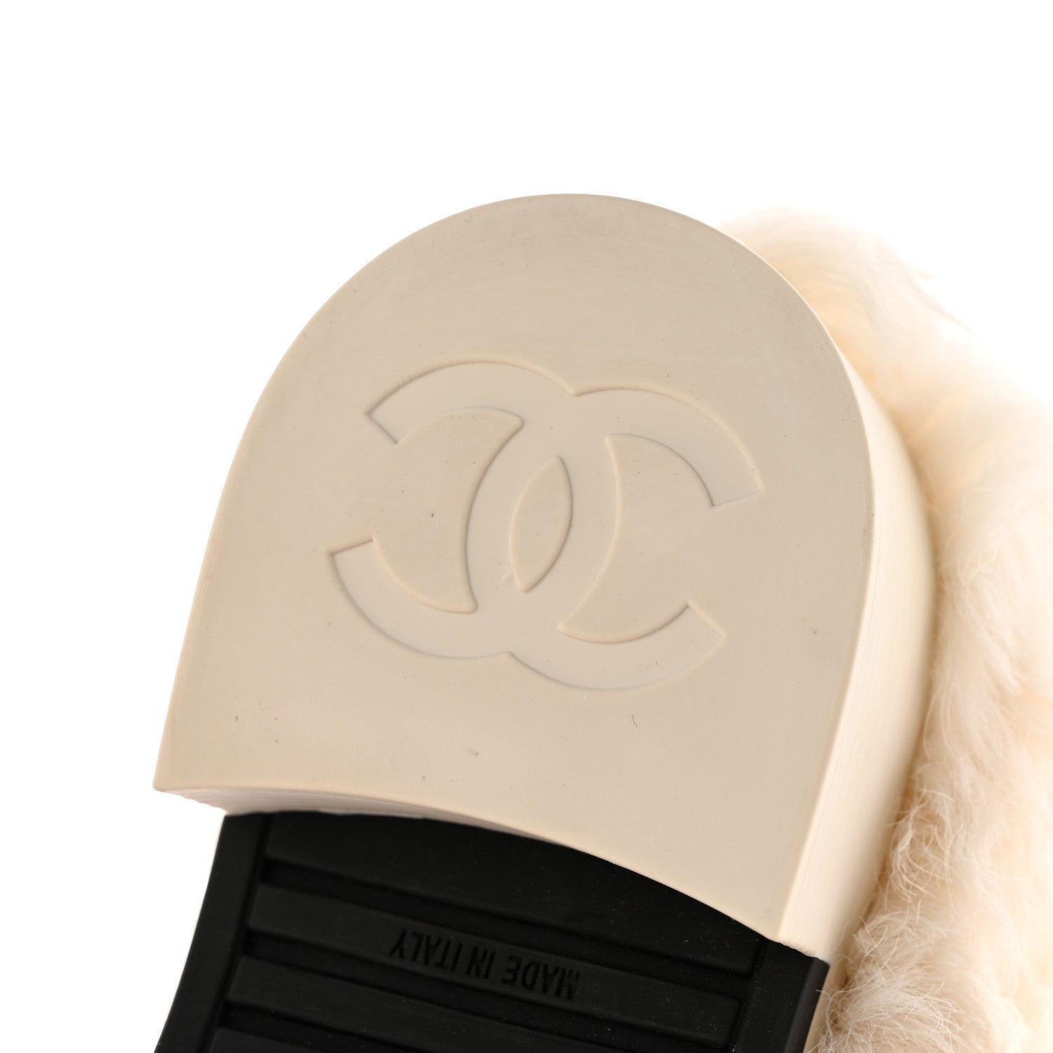 Chanel Shearling Sheepskin High Boots 35.5 Ivory Black 13 of 15