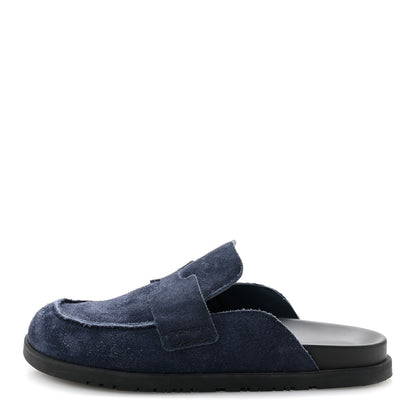 Hermes Suede Calfskin Mens Go Mules 43 Bleu Celeste 1 of 10
