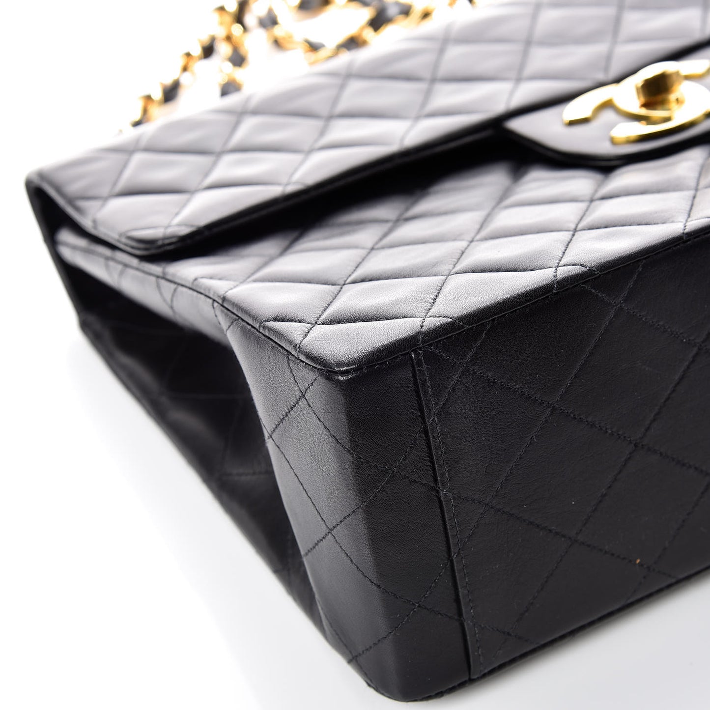 Lambskin Quilted XL Jumbo Single Flap Black
