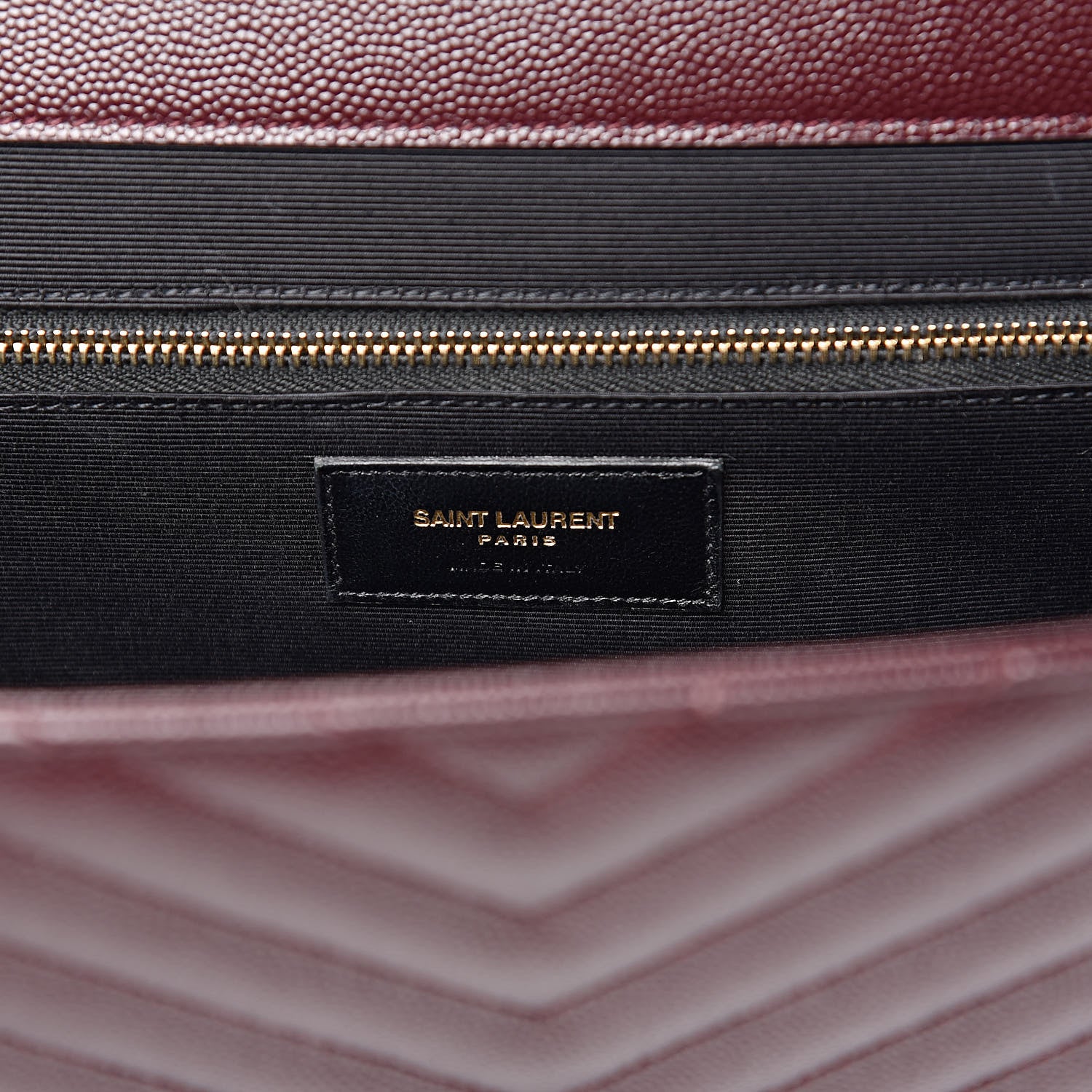 Saint Laurent Grain De Poudre Matelasse Chevron Large Monogram Satchel Rouge Legion 6 of 12