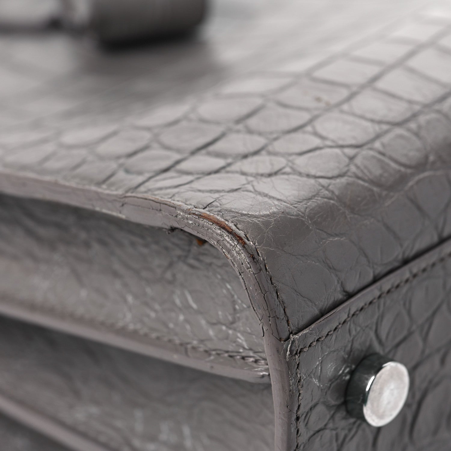 Saint Laurent Calfskin Crocodile Embossed Baby Sac De Jour Fog 10 of 11