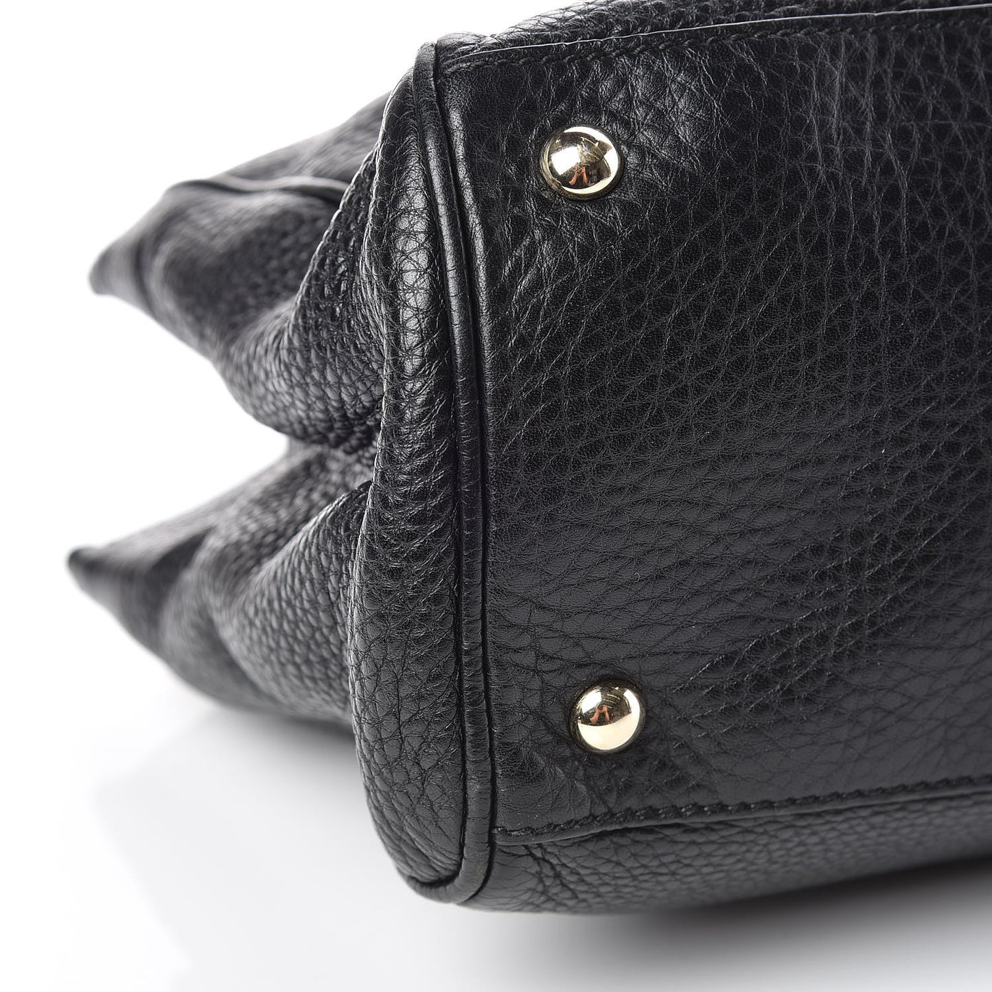 Pebbled Calfskin Medium Bamboo Shopper Tote Black