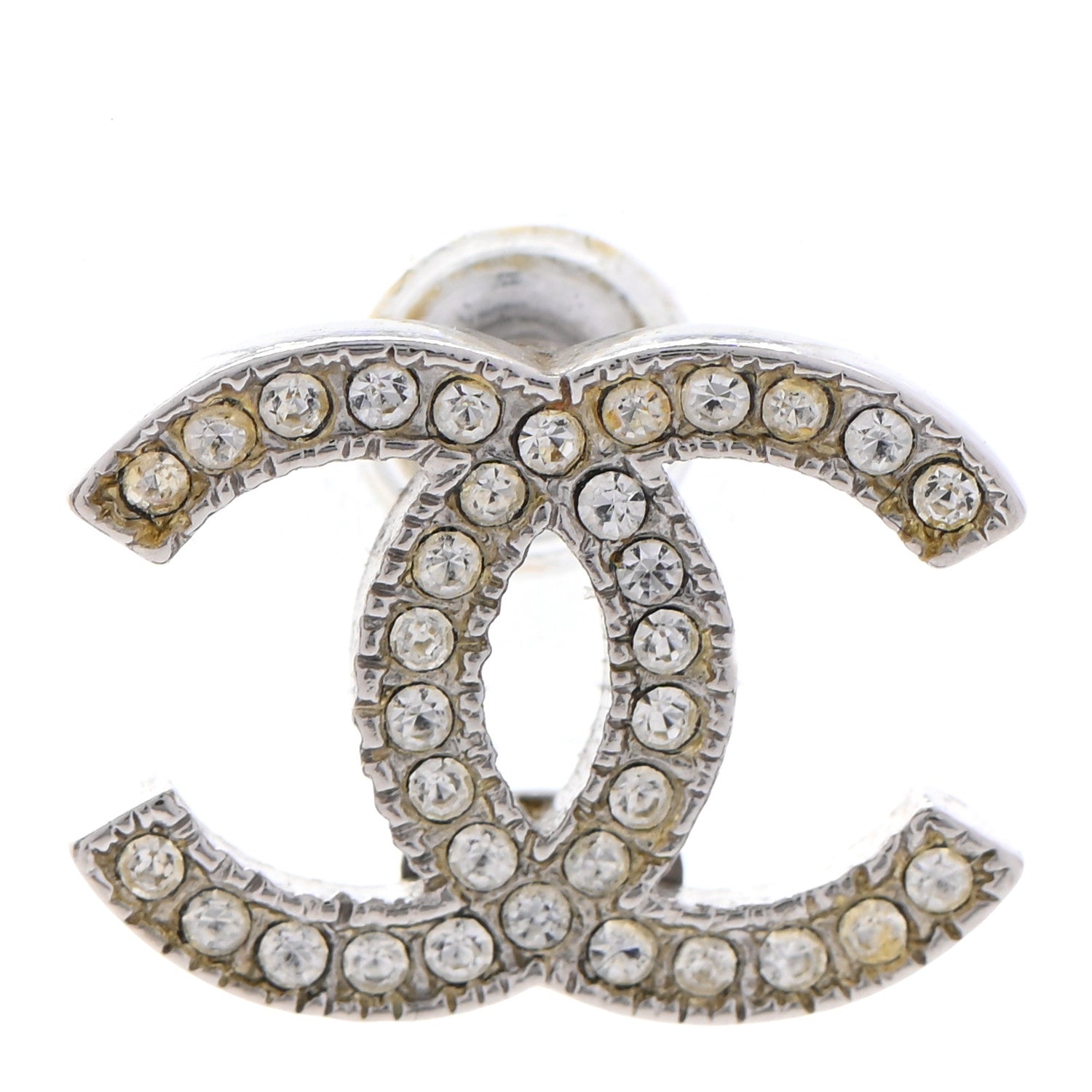 Chanel Crystal CC Earrings Silver 8 of 8