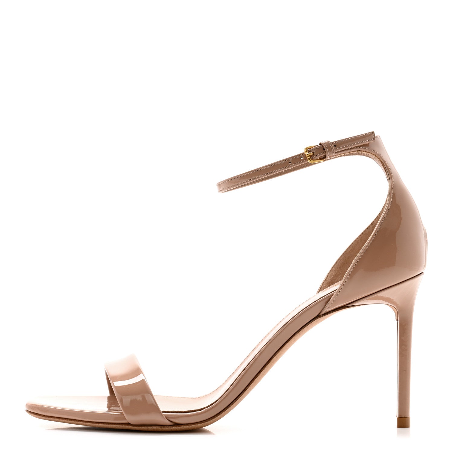 Saint Laurent Patent Calfskin Amber 105 Ankle Strap Sandals 39.5 Beige 1 of 10