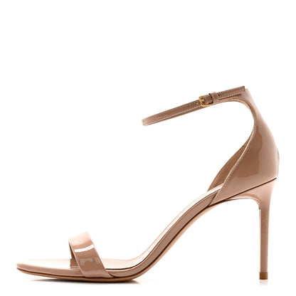 Saint Laurent Patent Calfskin Amber 105 Ankle Strap Sandals 39.5 Beige 1 of 10