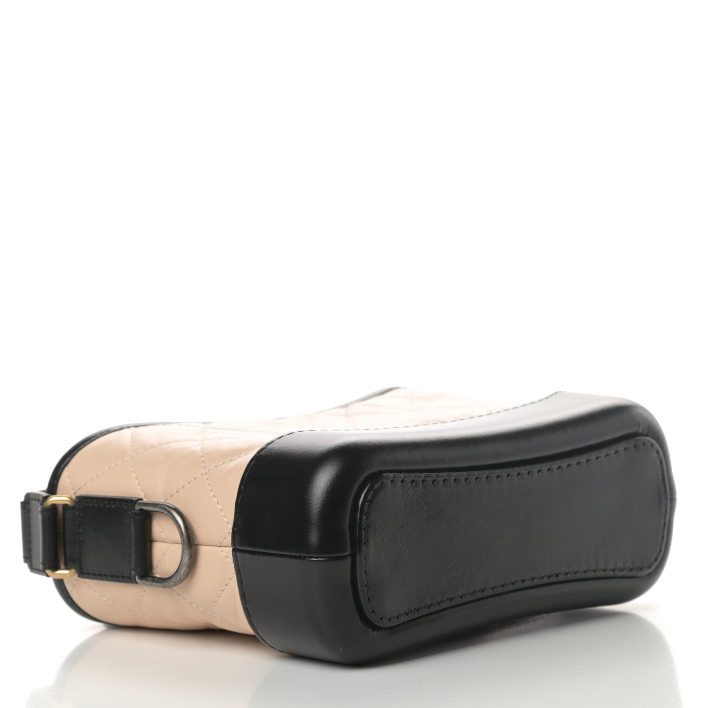 Aged Calfskin Quilted Small Gabrielle Hobo Beige Black