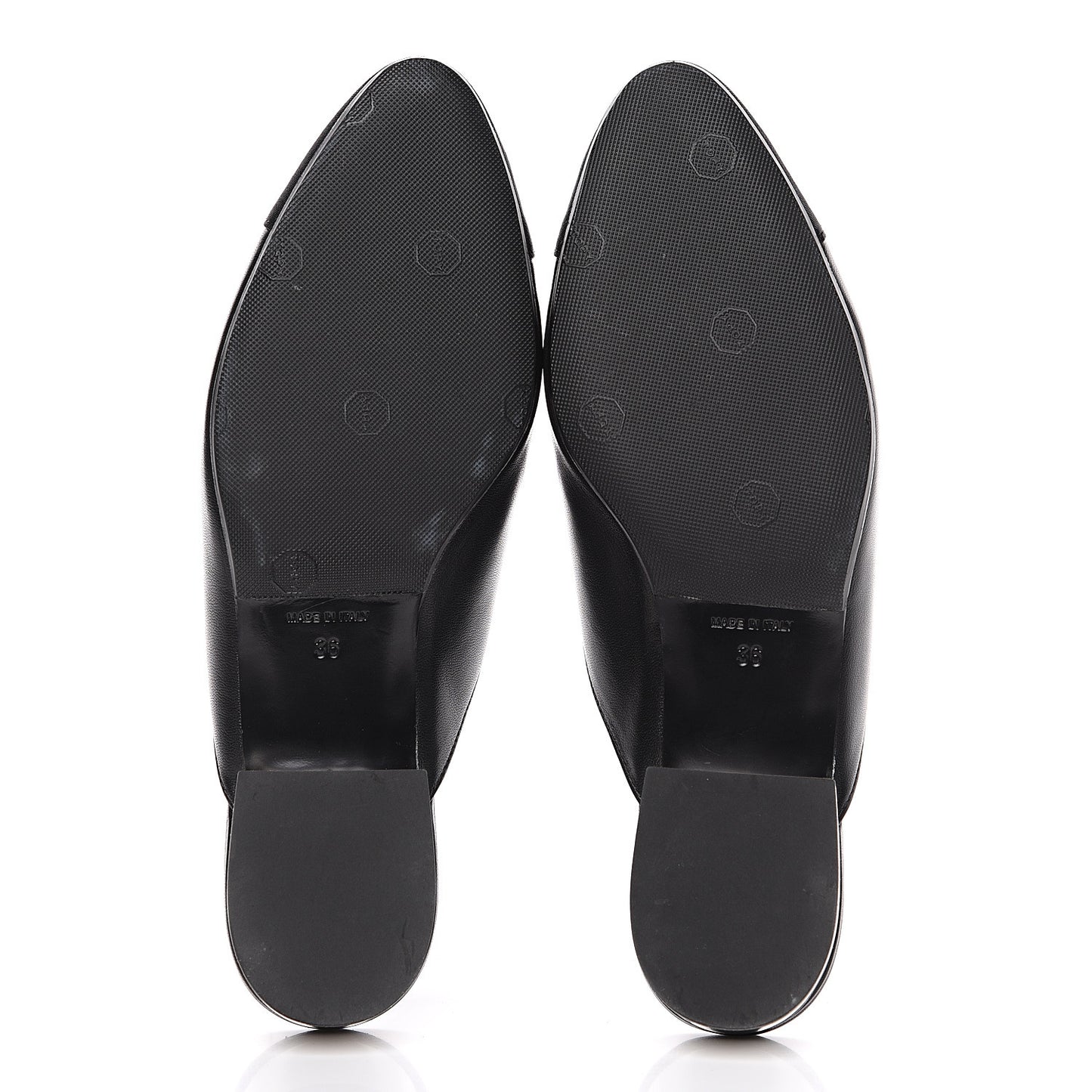 Lambskin Grosgrain Cap Toe CC Mules 36 Black