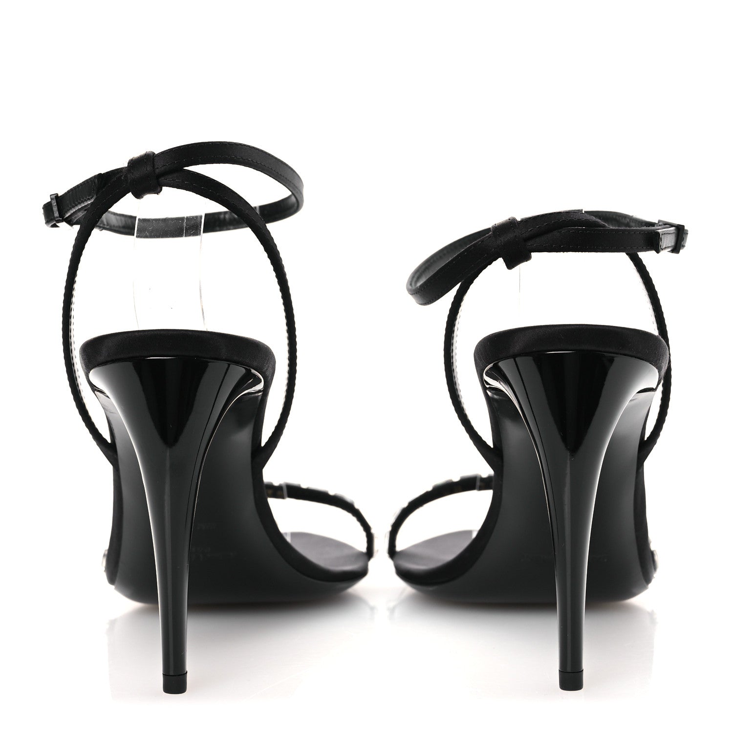 Saint Laurent Crepe Satin Crystal New Nuit 90 Ankle Strap Sandals  38 Black 6 of 12