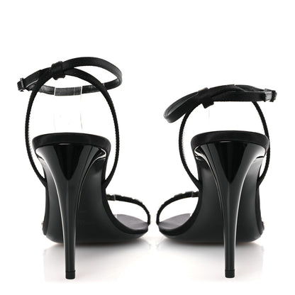 Saint Laurent Crepe Satin Crystal New Nuit 90 Ankle Strap Sandals  38 Black 6 of 12