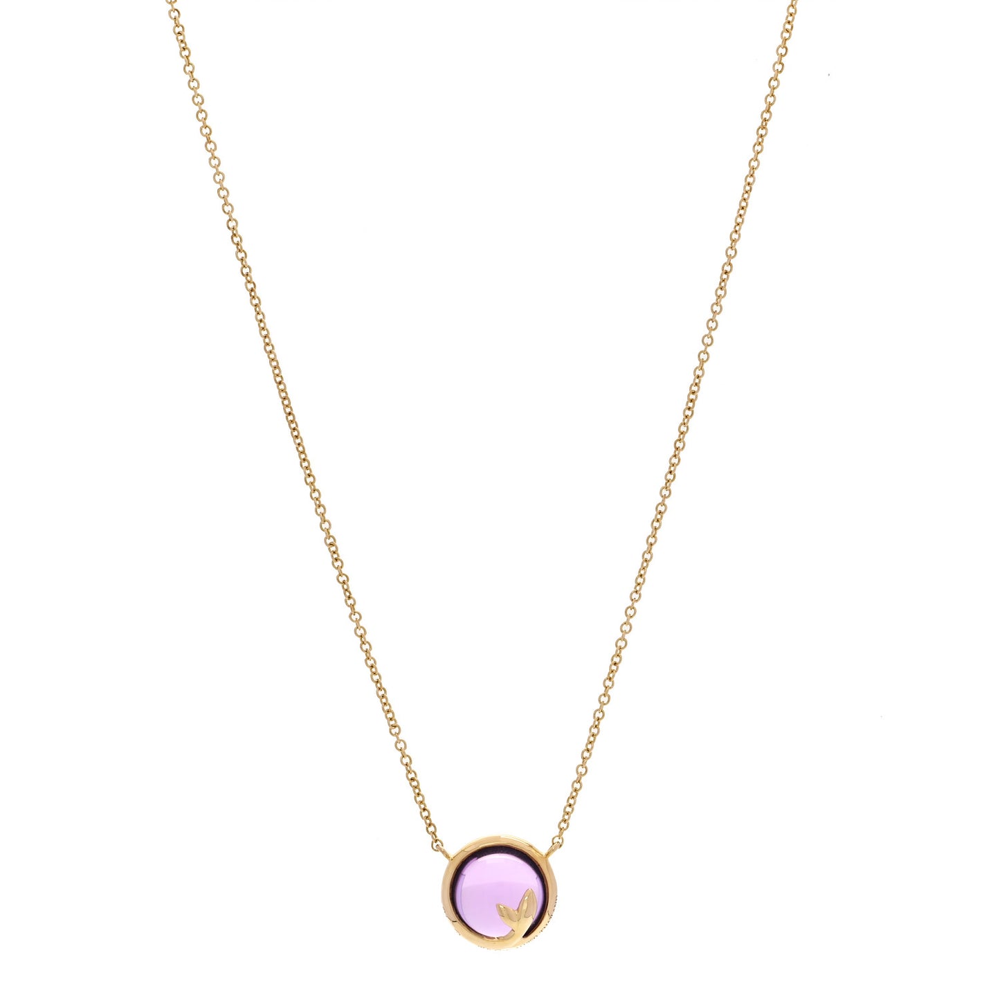 18K Yellow Gold Amethyst Paloma Picasso Olive Leaf Pendant Necklace