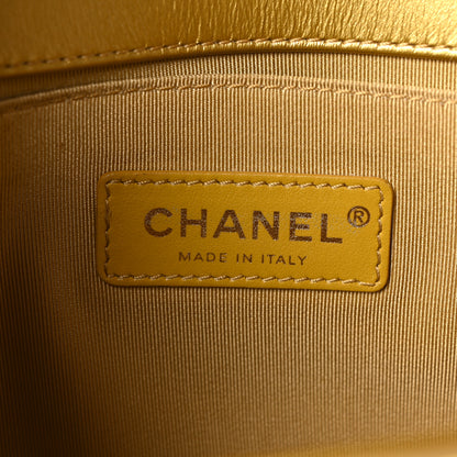 Chanel Metallic Calfskin Crocodile Embossed Graffiti Medium Cocodile Boy Flap Gold 6 of 10