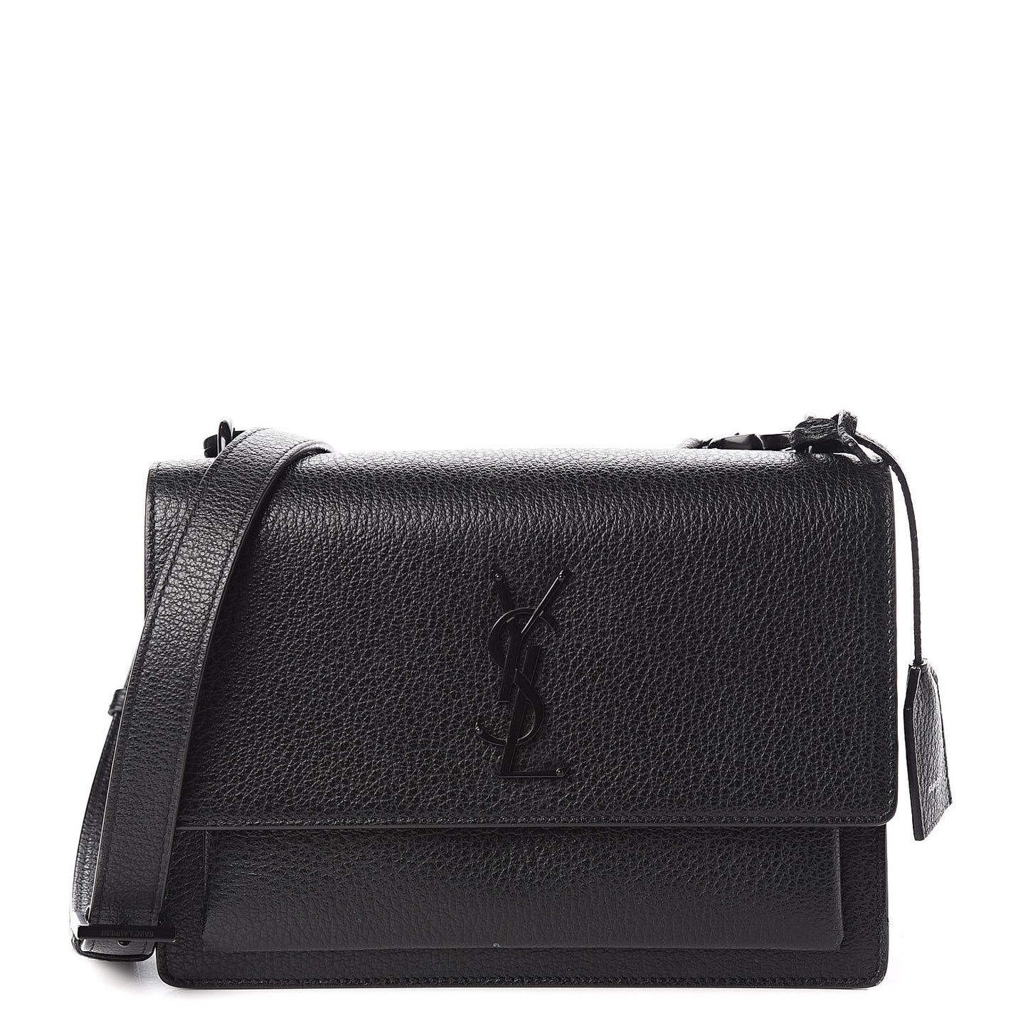 Grained Calfskin Medium Monogram Sunset Satchel Black