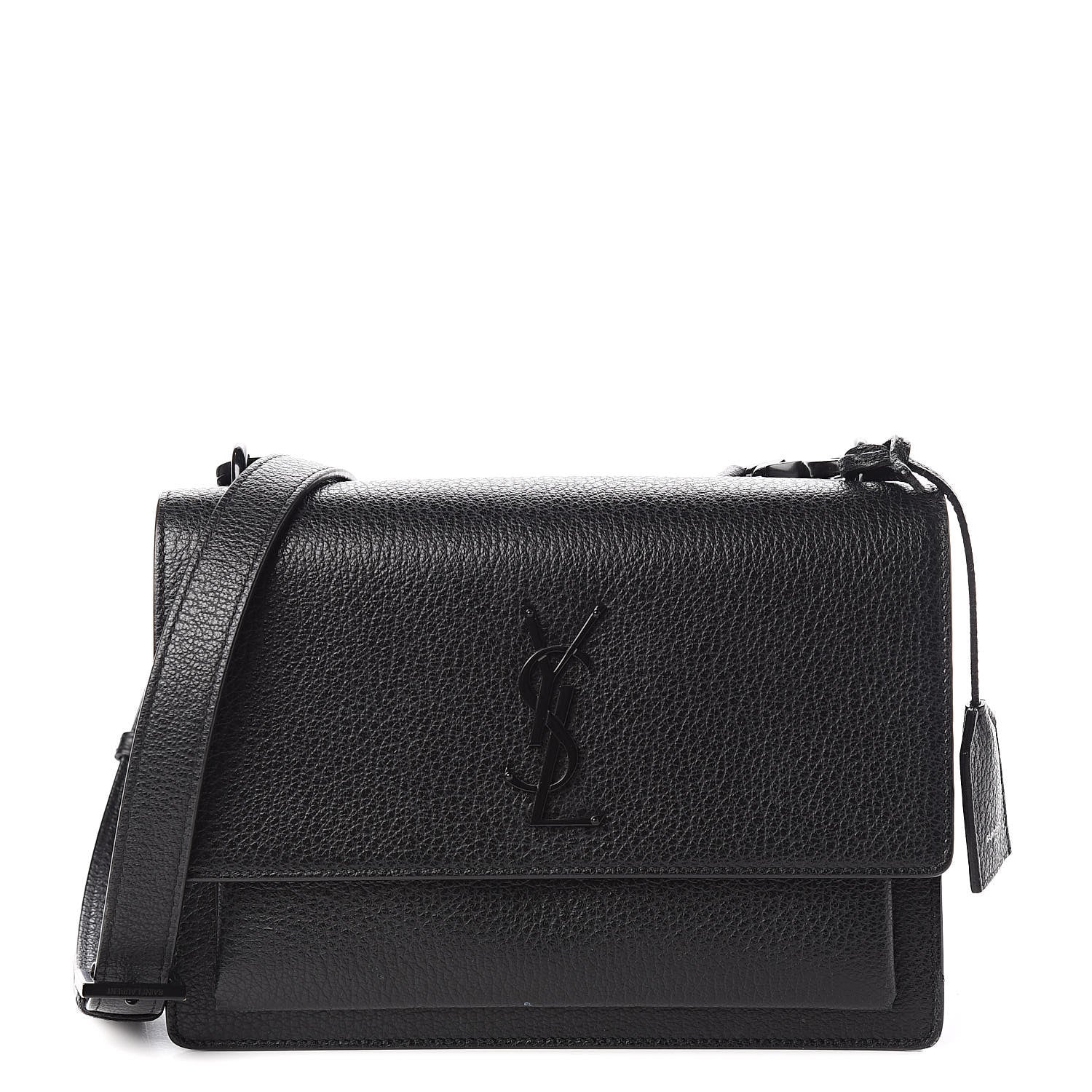 Saint Laurent Grained Calfskin Medium Monogram Sunset Satchel Black 1 of 13