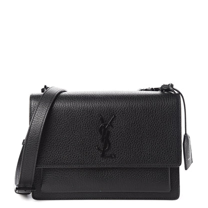 Saint Laurent Grained Calfskin Medium Monogram Sunset Satchel Black 1 of 13