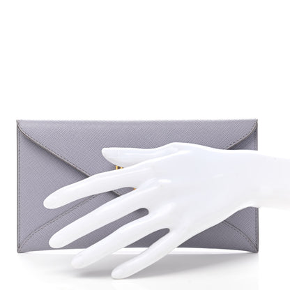 Prada Saffiano Metal Envelope Wallet Glicine 2 of 6