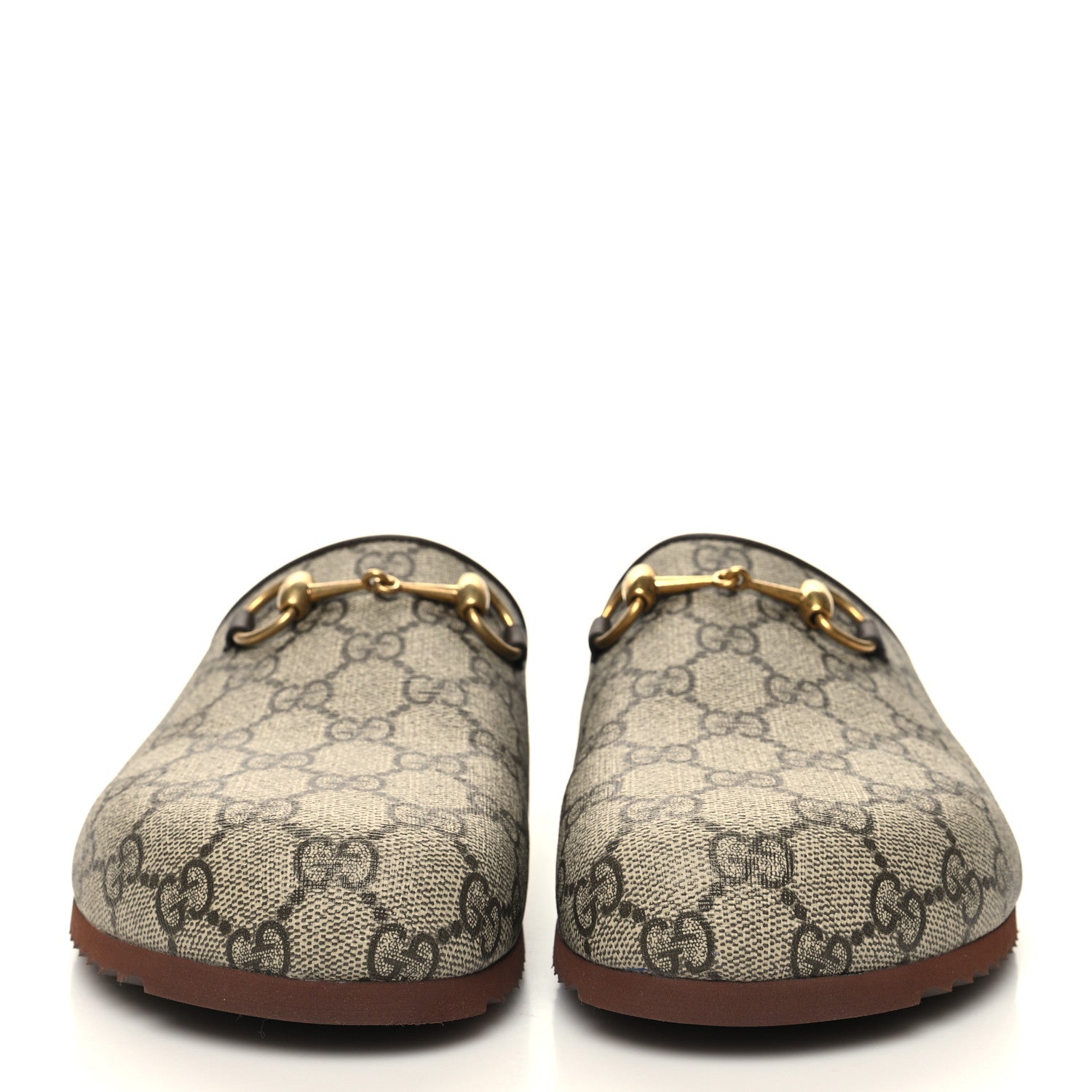 Gucci GG Supreme Monogram Miro Soft Calfskin Womens Horsebit Slippers 38.5 Beige Ebony New Acero 2 of 9