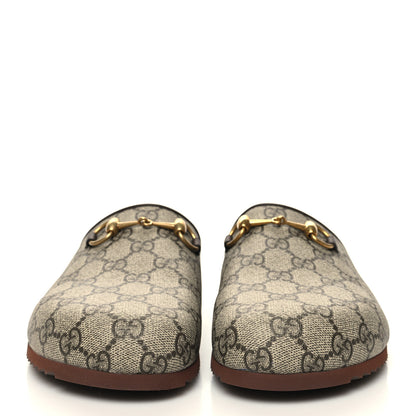 Gucci GG Supreme Monogram Miro Soft Calfskin Womens Horsebit Slippers 38.5 Beige Ebony New Acero 2 of 9