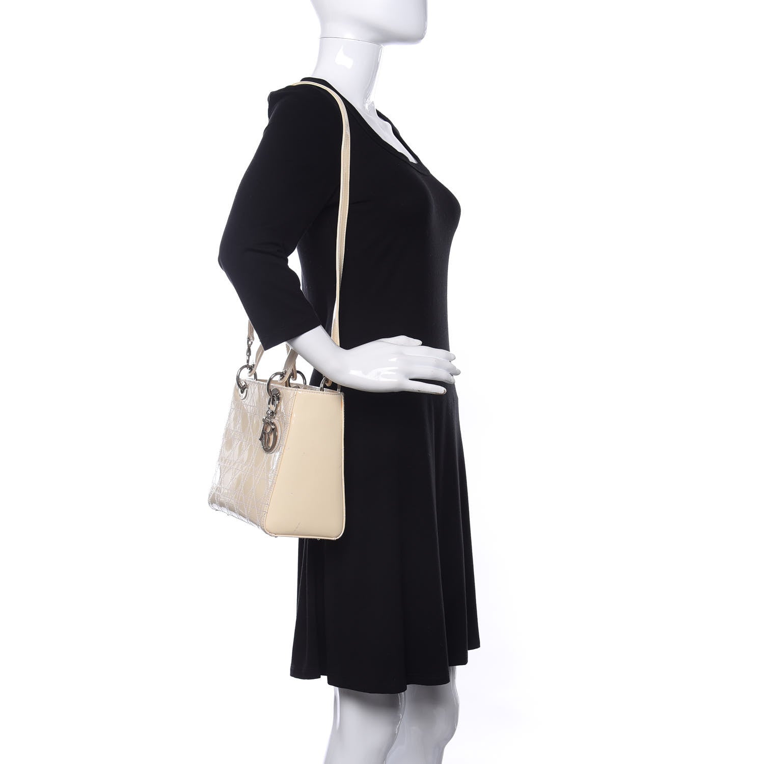 Christian Dior Patent Cannage Stitched Medium Lady Dior White 2 of 10