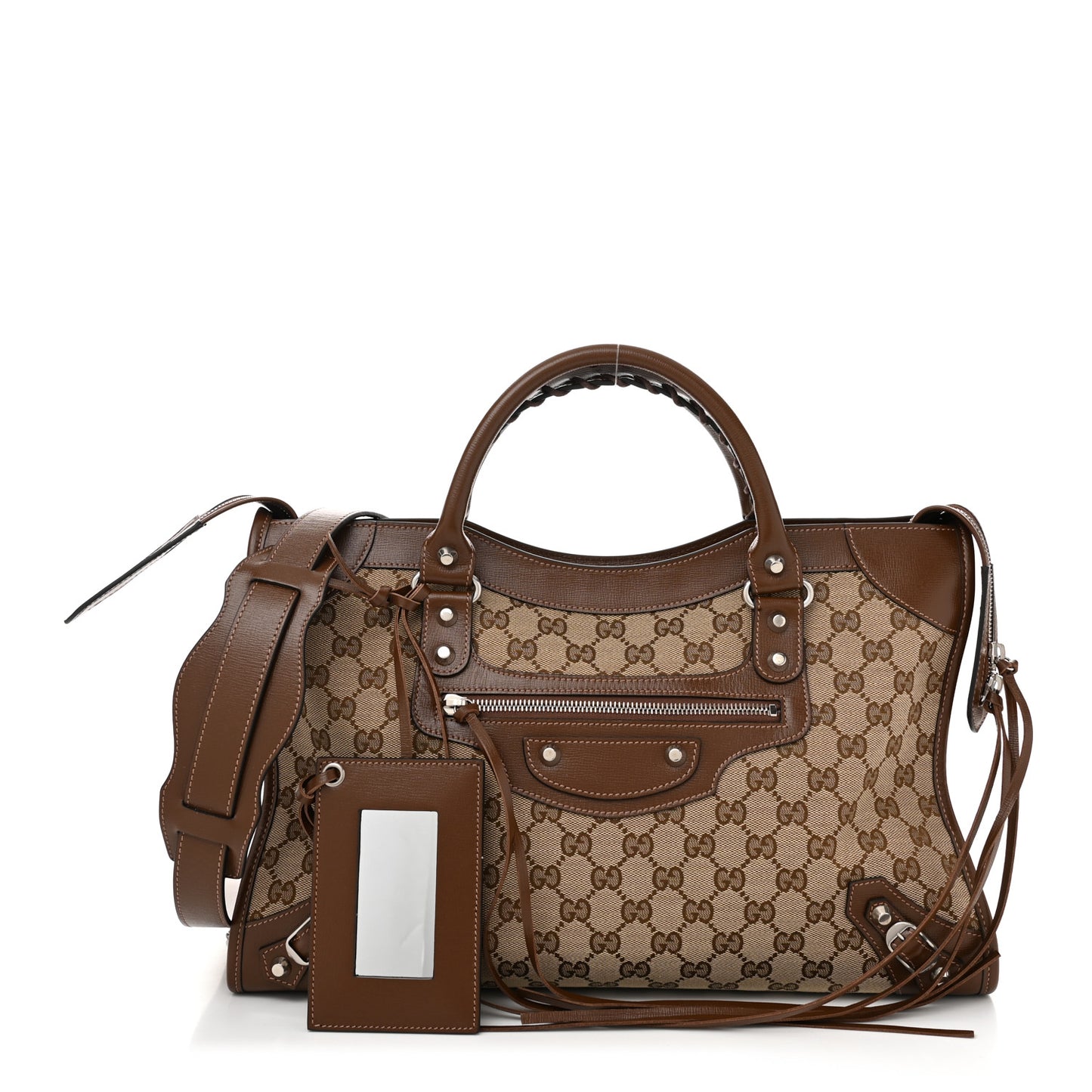 X GUCCI GG Monogram Azalea Calfskin Neo Classic Silver Hardware Medium City Beige Ebony Brown Sugar