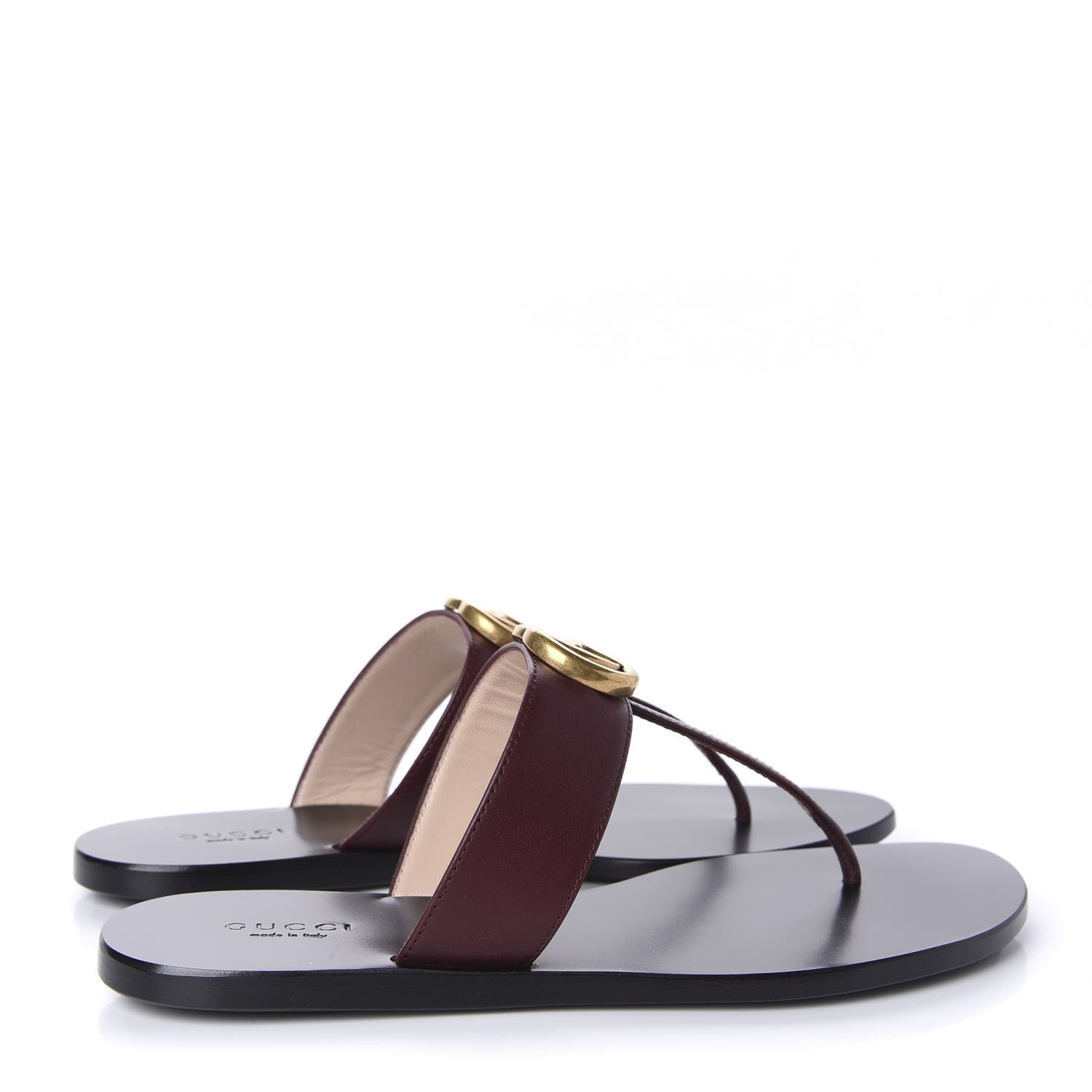 Gucci Calfskin GG Marmont Thong Sandals 36 Vintage Bordeaux 4 of 9