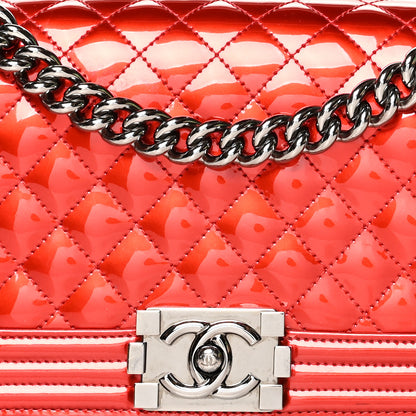 Chanel Metallic Patent Calfskin Quilted Medium Boy Flap Red 7 of 12