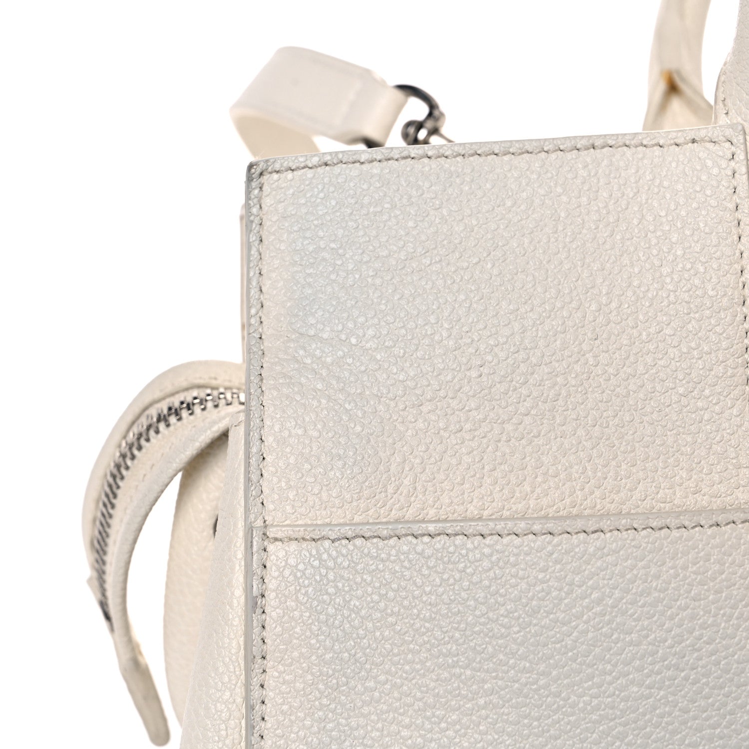 Saint Laurent Grained Calfskin Small Rive Gauche White 23 of 35